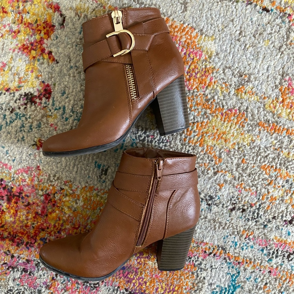 APT 9 Brown Heeled Ankle Boots Size 6.5